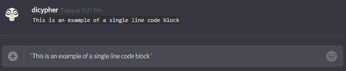 Discord Single Line Code Block Formatting - Writebots