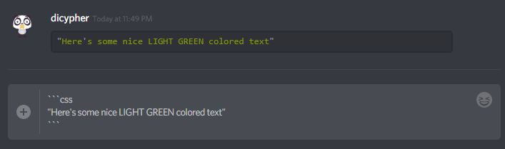 Light Green Colored Text Formatting In Discord - Writebots