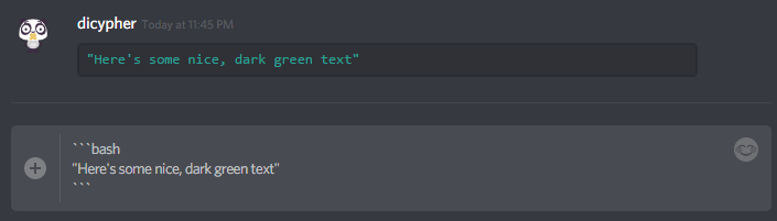 Green Colored Text Formatting In Discord - Writebots