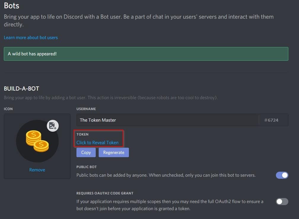 Discord bot - token - discord developers post - Imgur