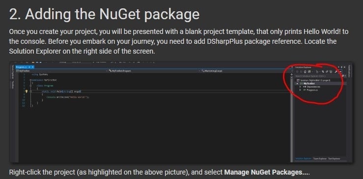 Discord Bot Adding Nuget Package