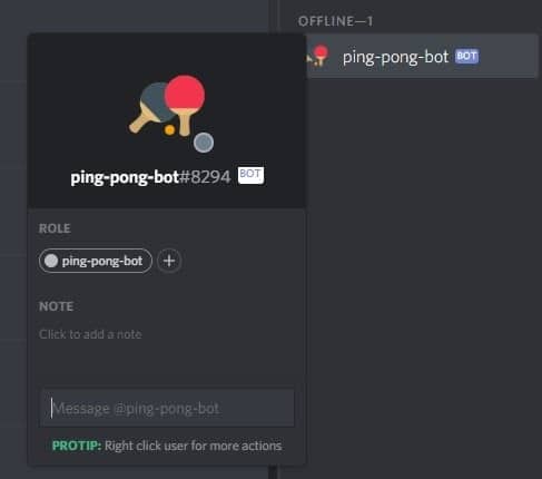 Discord Ping Pong Bot In Server